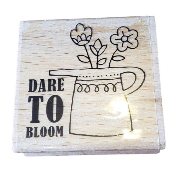 Lynette Anderson Taylor Studio G Dare To Bloom Flowers in a Pot Rubber Stamp - Picture 1 of 8